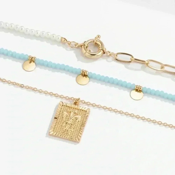 🆕Retro Woven Beaded Square Metal Sequin Necklace🆕 - Picture 4 of 10